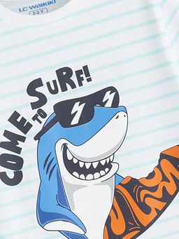 Bask?l? Erkek ?ocuk ?ortlu Pijama Tak?m?