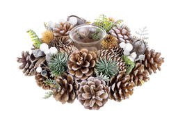 Новогоднее украшение подсвечник 22*22*8 см Снежный лес на 1 свечу, круг - Elan gallery фото 6