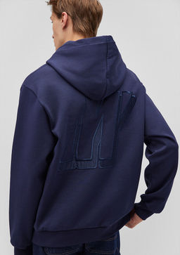 Kapusonlu Lacivert Sweatshirt - Mavi фото 3