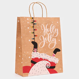 Цена за 6 шт. Пакет бумажный подарочный новогодний крафт Гирлянда, 33?26?12 см - UPAK LAND фото 2