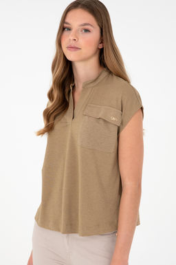 Женская футболка цвета хаки Неожиданная скидка в корзине - U.s. polo assn фото 3