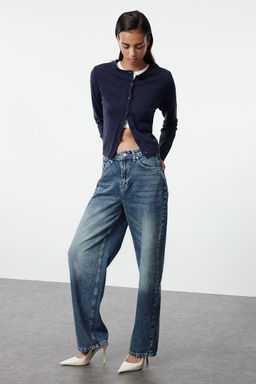 TRENDYOLMILLA Mavi Yuksek Bel Barrel Baggy Jeans TWOAW25JE00130  фото 6
