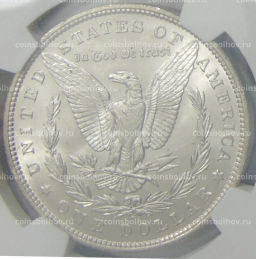 1 доллар 1885 года О США Доллар Моргана (в слабе NGC MS 63)