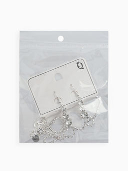 Набор 2 пред-а: серьги, колье "Вечерний шик" минимализм, цвет белый в серебре