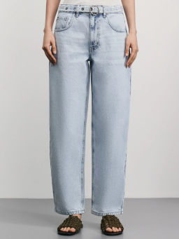 Джинсы barrel с поясом шнурком / Zarina  фото 2