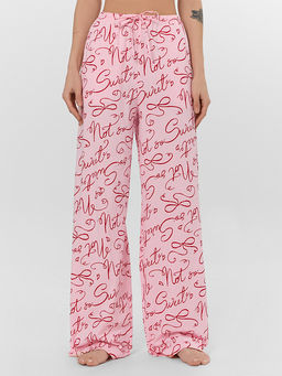 Брюки домашние женские розовые с узором