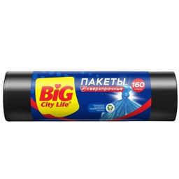 BIG CITY пакеты д/мусора 160л*10шт Сверхпрочные LD 85*120см синие 24 мкм