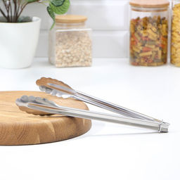 Щипцы кухонные Доляна «Лист», h=28.5 см, серебристые