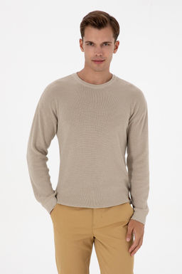 Erkek Comfort Fit Bisiklet Yaka Ta_ Melanj Basic Kazak