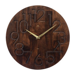 Часы настенные, интерьерные, бесшумные, d-35 см, дерево, открытые, темный циферблат