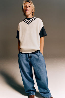 CONTRAST VARSITY KNIT VEST - Zara фото 5