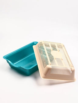 Туалет глубокий с сеткой 36×25×9 см, бирюзовый/бежевый