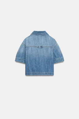 CAMISA Z1975 DENIM MANGA CORTA / Azul medio - Zara фото 7
