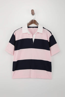 Lacivert Cizgili Regular/Normal Kal?p %100 Pamuk Orme T-shirt TWOSS26TS00027