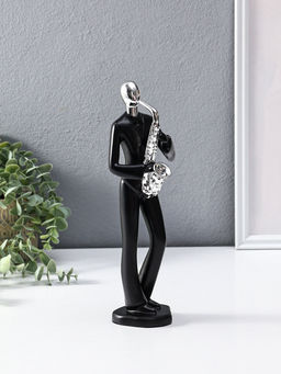 Сувенир полистоун "Саксофонист" чёрный с серебром 7х8,5х27,5 см