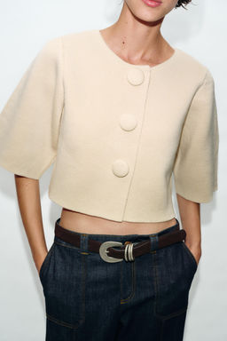CHAQUETA CORTA PUNTO / Crudo - Zara фото 3