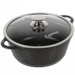 Набор посуды с антипригарным покрытием "Гранит" 4 предмета: сковорода со съемной ручкой д26см, h6,9см, жаровня д26см, h7,5см, кастрюля 4л, д26см, h11см, стеклянная крышка д26см (Россия) Подходит для всех видов плит, включая индукционную.