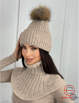 Набор 2в1 зимний комплект с натуральным мехом