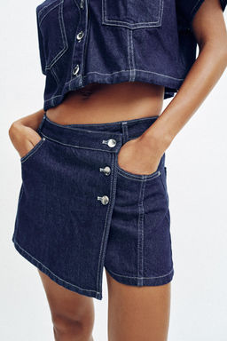 FALDA PANTAL?N Z1975 DENIM CRUZADA / Azul - Zara фото 3