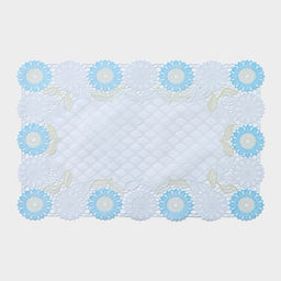 Цена за 12 шт. Салфетка ажурная для стола «Подсолнухи», 45×30 см, жёлто-голубая