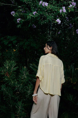 CROPPED LINEN BLEND SHIRT - Zara фото 5