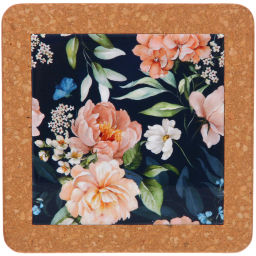 Подставка керамическая 19*19см "Пионы" черная