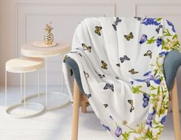 Покрывало-плед Ирисы фланель-микрофибра 200*220 см.