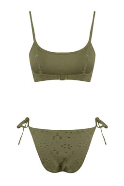 Haki Dokulu Bralette Kapl? Brazilian Dusuk Bel Bikini Tak?m? TBESS26BT00024