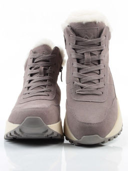 04-PAML08-3Z GRAY Ботинки зимние женские (натуральная замша, 100% шерсть, натуральный мех)