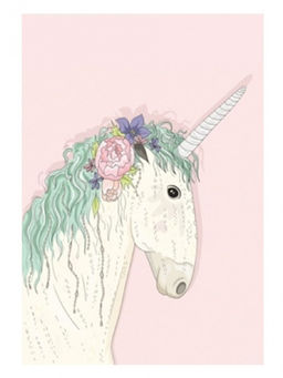 Алмазная мозаика без подрамника "Единорог с цветком", 15х20 см