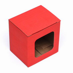 Коробка под кружку с окном, красная 12*9,5*12 см арт. 9596986