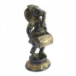 Ганеш Music дарующий счастье и удачу Antic бронза h-21см L-9см 1,973кг - Сандаловый дом фото 4