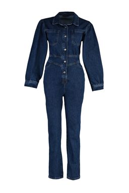 TRENDYOLMILLA Lacivert Balon Kollu Denim Tulum TWOAW22TU0041  фото 7