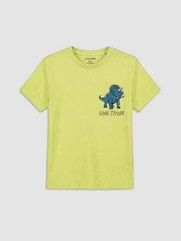 Bisiklet Yaka Dinozor Bask?l? Erkek ?ocuk Ti??rt
