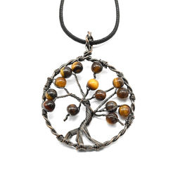 Кулон Дерево Жизни 50*50мм с камнем тигровый глаз