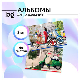Альбом для рисования BG А4 40л. на спирали "Хвостатый гонщик" (АР4гр40 12483) обложка картон