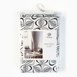 Шторы для кухни Этель Leaves, 149×180 см - 2 шт., подхваты - 2 шт., 100% хлопок