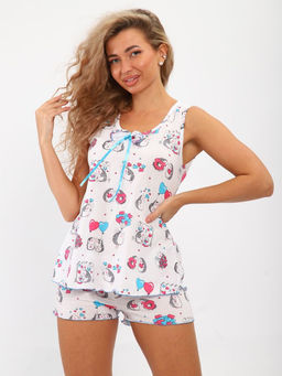 Пижама ночная женская, модель 440, трикотаж (44 размер, Милые ежи)