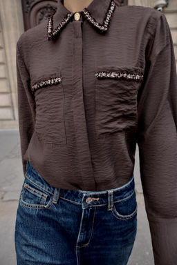 TEXTURED SHIRT WITH PIPING - Zara фото 5