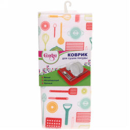 Цена за 2 шт. Коврик для сушки посуды 30*38см "Кухня микс"
