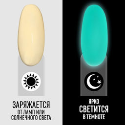 Гель лак для ногтей, GLOW IN THE DARK, 3-х фазный, 8мл, LED/UV,люминесцентный, цвет молочный (04) - Queen fair фото 2
