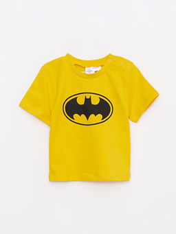Bisiklet Yaka K?sa Kollu Batman Bask?l? Pamuklu Erkek Bebek Ti??rt ve ?ort 2li Tak?m - Waikiki фото 2
