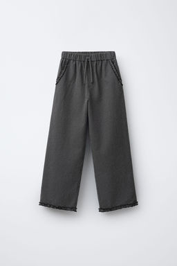 GINGHAM CHECK TROUSERS WITH RUFFLES