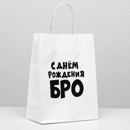 Пакет подарочный С днем рождения БРО, 24 х 10,5 х 32 см