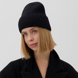 Шапка женская MINAKU с отворотом, размер 54-56, цвет черный