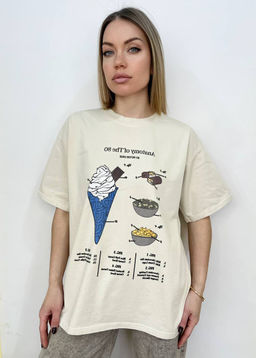 K12440 Футболка OVER SIZE (плотный хлопок) СВ_БЕЖЕВЫЙ