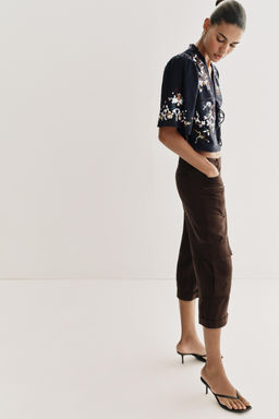 TOP CORTO BORDADOS FLORES / Azul - Zara фото 5