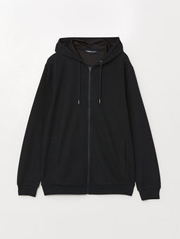 Kap??onlu Uzun Kollu Erkek Fermuarl? Sweatshirt