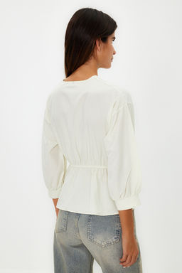 Trendyolmilla Camel Kruvaze Dokuma Baglama Detayl? Bluz TWOSS21BZ0287  фото 11