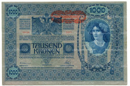 1000 крон 1902 года Австрия надпечатка